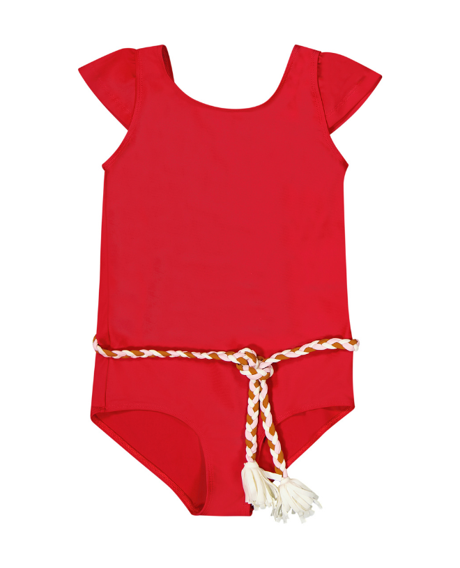 Maillot De Bain Anti Uv Pour Enfant Et Fille Joan En Rouge Pepper