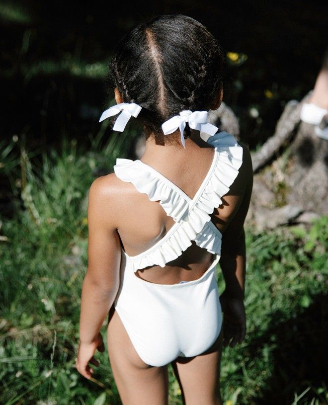Maillot de bain une-pièce anti-UV pour fille et bébé Alba en Vanille de CANOPEA