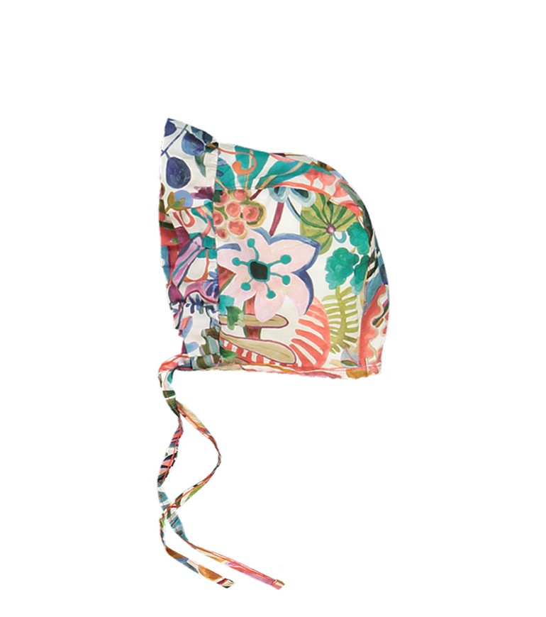 Chapeau anti-UV pour bébé et fille Fleur en Liberty Jungle de CANOPEA