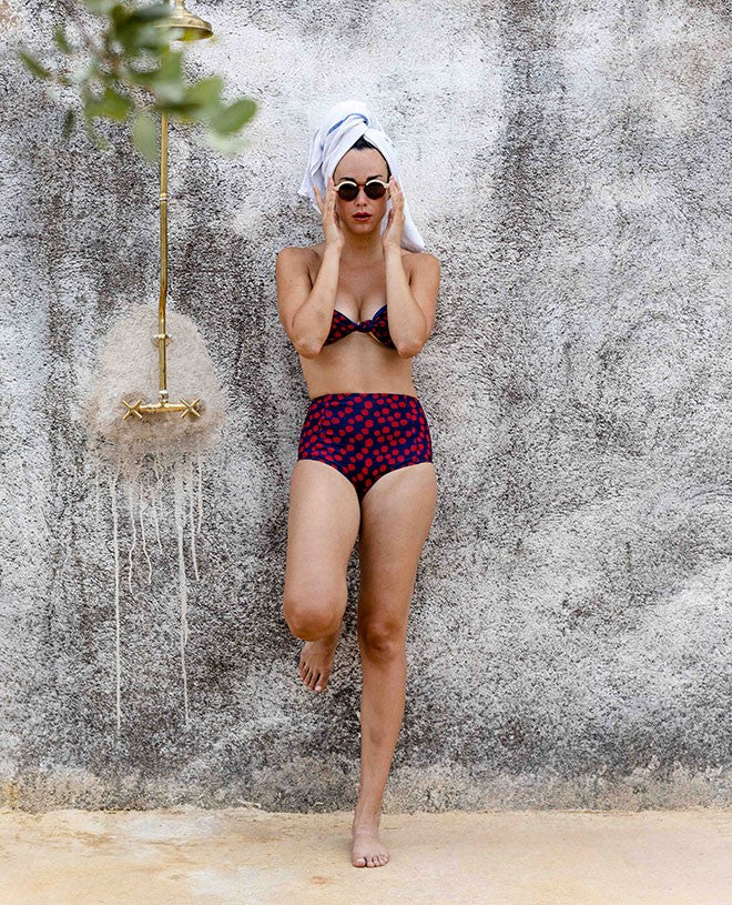 Culotte de bain anti-UV pour femme Leandra en Red dots de CANOPEA