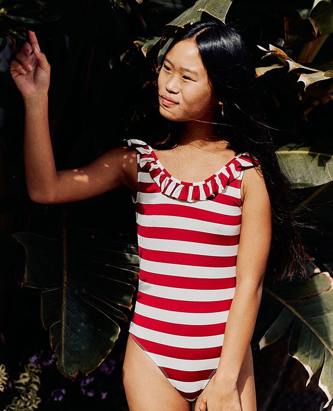 Maillot de bain une-pièce anti-UV pour fille et bébé Arabella en Mars stripes de CANOPEA