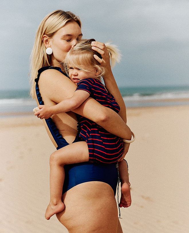 Maillot de bain anti-UV à manches courtes pour bébé Albee en Sailor Blue de CANOPEA