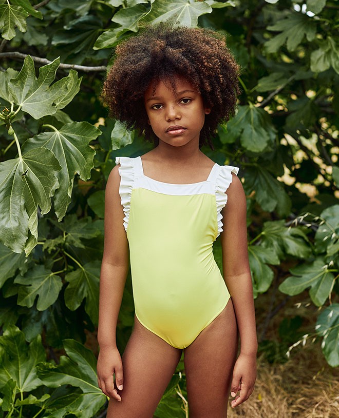 Maillot de bain une-pièce anti-UV pour fille et bébé Lauren en Canary de CANOPEA