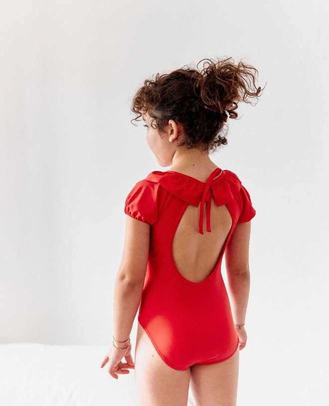 Maillot de bain une-pièce anti-UV pour fille et bébé Gloria en cranberry de CANOPEA