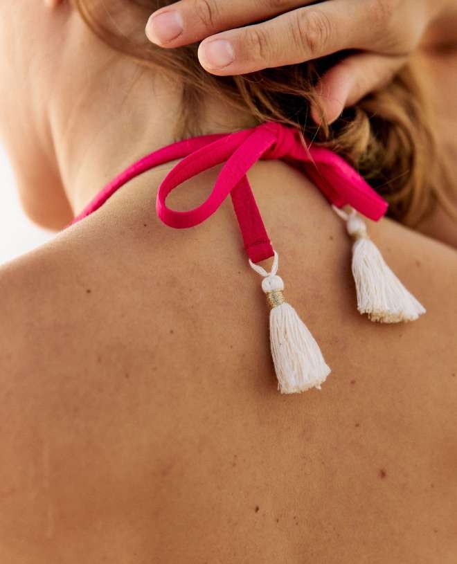 Maillot de bain une-pièce anti-UV pour femme Camille en Waffle Cranberry de CANOPEA