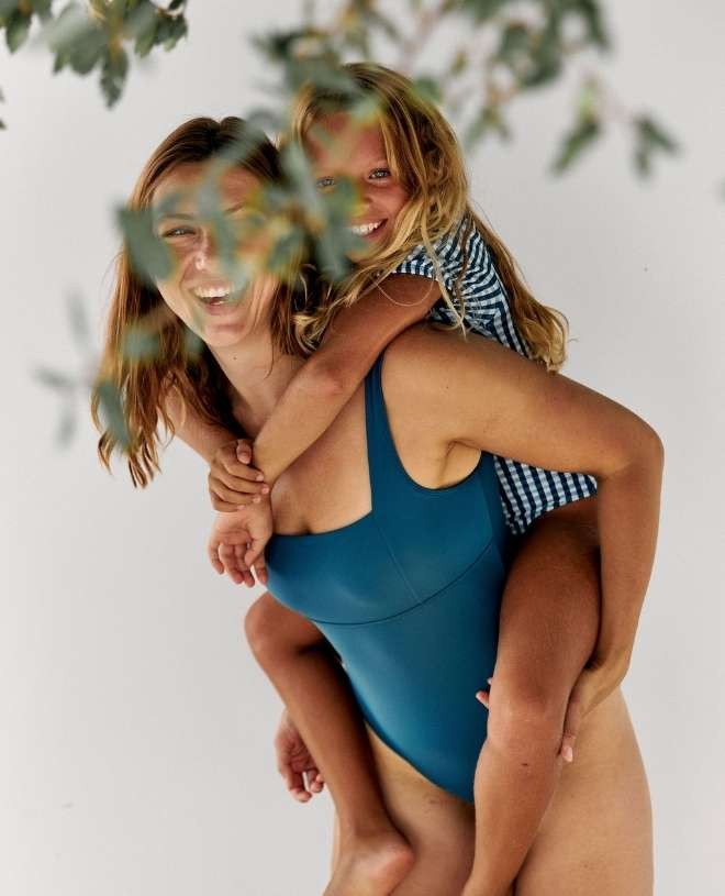 Sun protective women one piece swimsuit MARIA in peacock color from CANOPEA