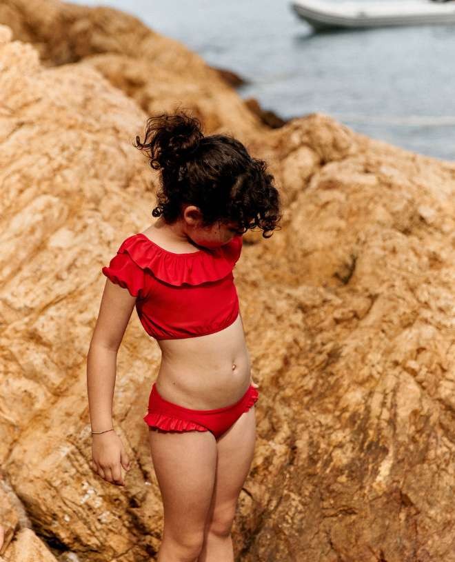Culotte de bain anti-UV pour fille et bébé Romy en Cranberry de CANOPEA