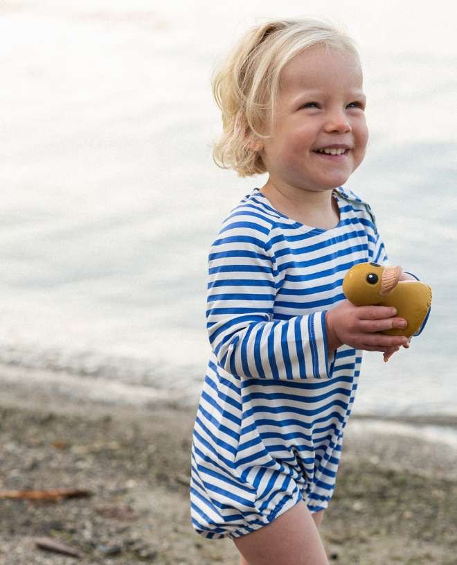 Maillot de bain anti-UV à manches longues pour bébé Peyo en Cobalt Stripe de CANOPEA