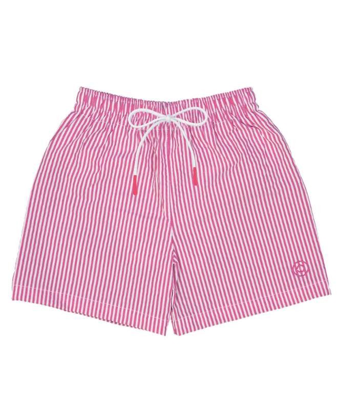 Short maillot de bain anti-UV pour homme SEIGNOSSE en seersucker rose fuschia de CANOPEA