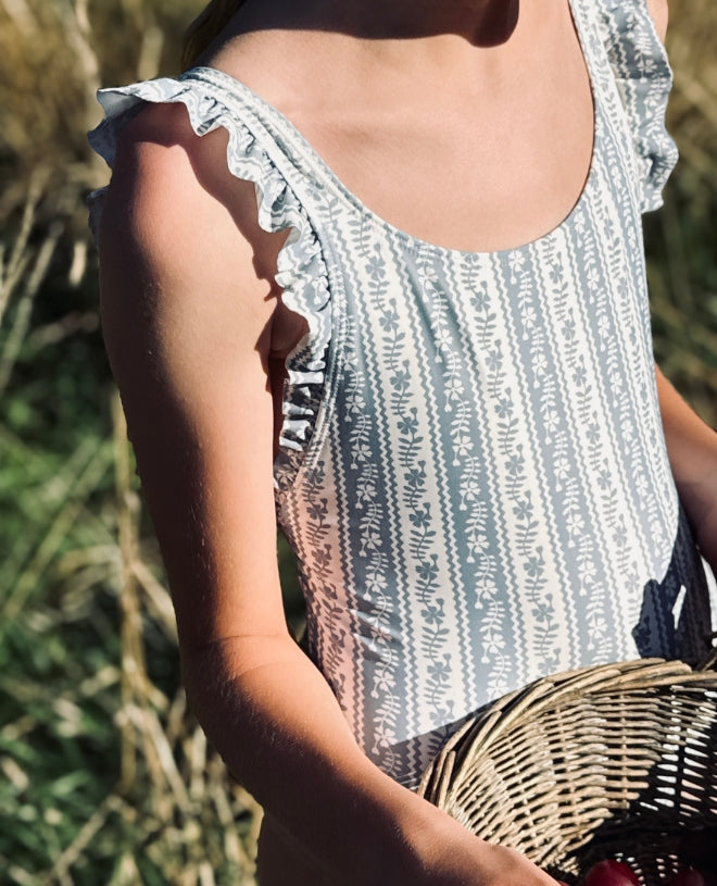 Maillot de bain une-pièce anti-UV pour fille Thelma en Lattice Azul de CANOPEA