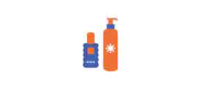 Illustration de creme solaire avec des couleurs bleu et orange