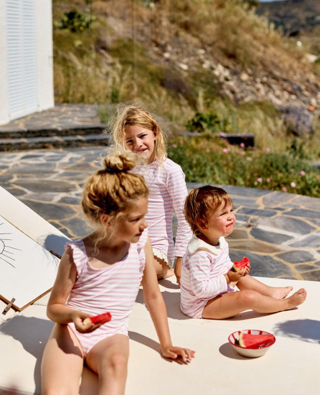 Maillot de bain anti-UV à manches longues pour bébé Babette en Stripe Dragee de CANOPEA