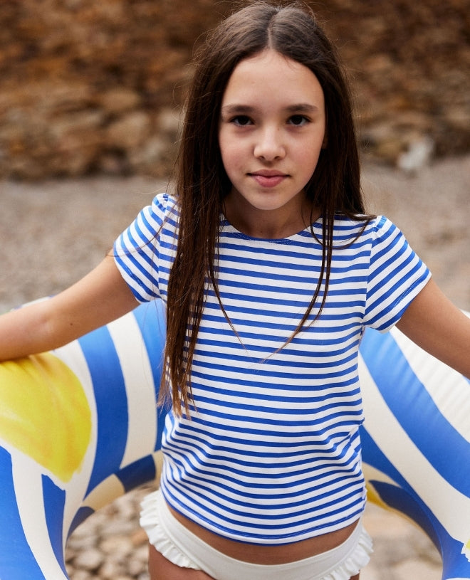 Sun protective rashguard for children, girl, baby Kelly in Cobalt