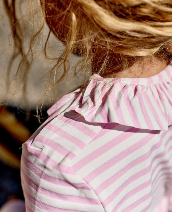 Tee-shirt anti-UV fille ou bébé Valentine en Stripe Dragée de Canopea