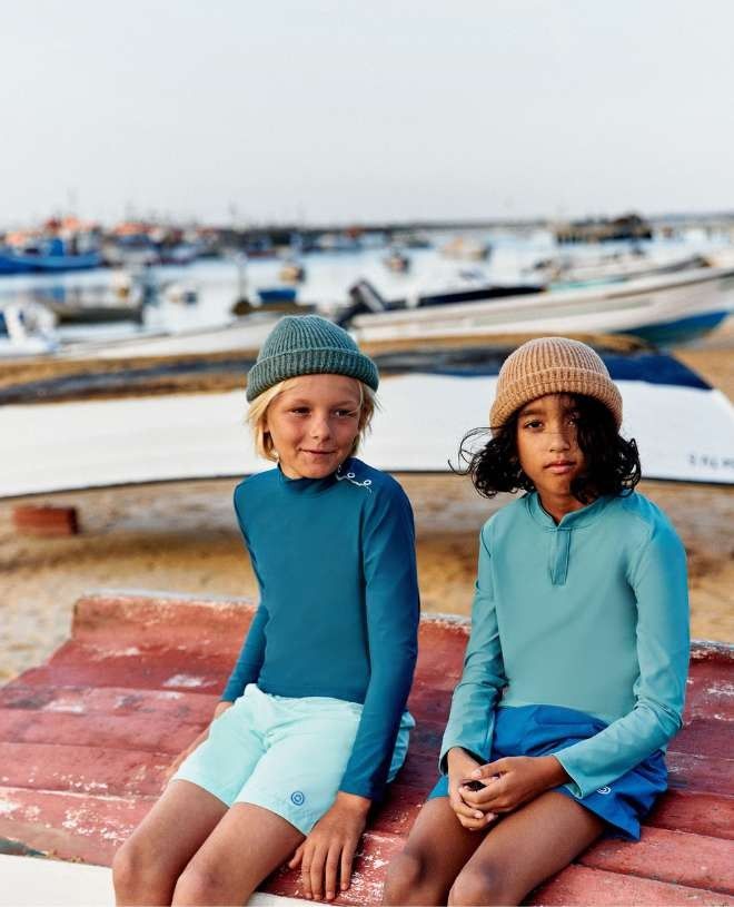 Haut t-shirt anti-UV pour enfant, garçon et bébé Oscar en Teal de CANOPEA