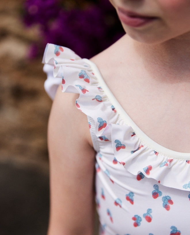 Maillot de bain une-pièce anti-UV pour fille et bébé Arabella en strawberry de CANOPEA