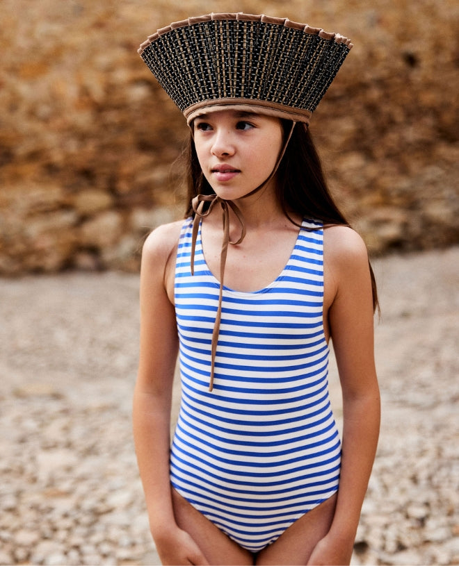 Maillot de bain une-pièce anti-UV pour fille Eddie en cobalt stripe de CANOPEA