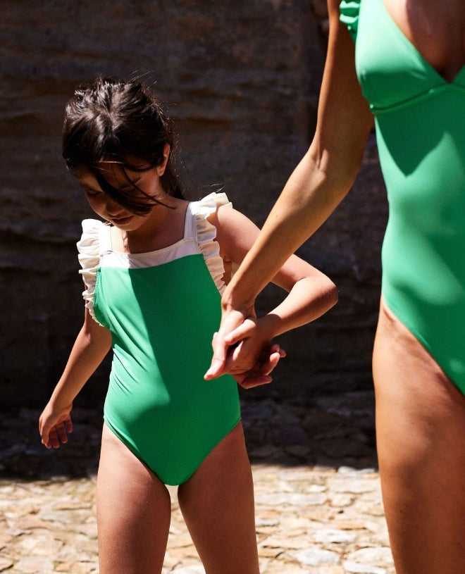 Maillot de bain une-pièce anti-UV pour fille et bébé Lauren grass de CANOPEA