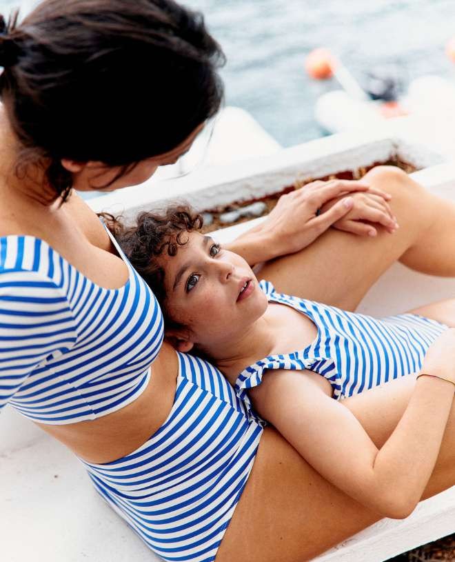 Maillot de bain une-pièce anti-UV pour fille Thelma en cobalt stripe de CANOPEA