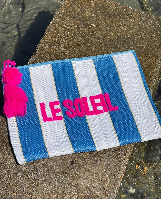 Pochette Le Soleil à rayures bleu Canopea
