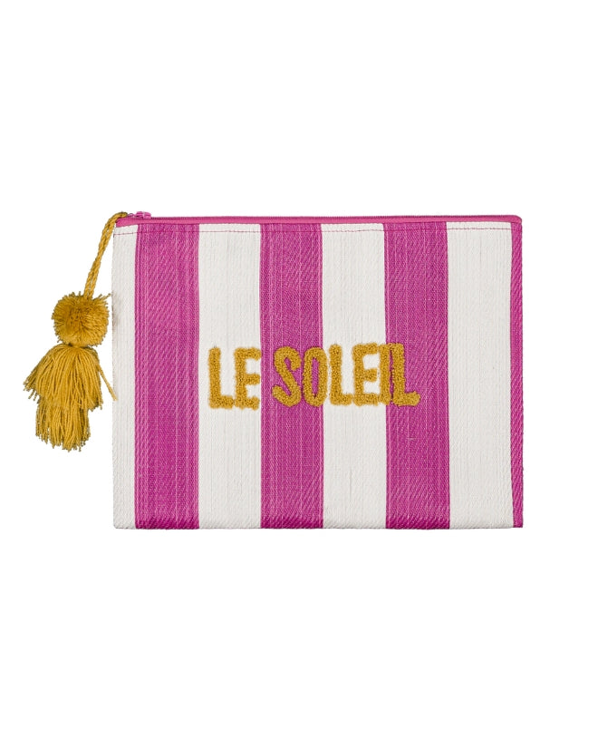 Pochette à rayures blanches et fuschia de CANOPEA