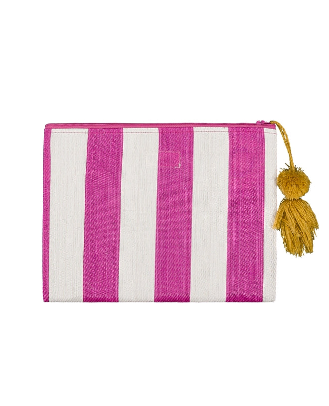Pochette à rayures blanches et fuschia de CANOPEA