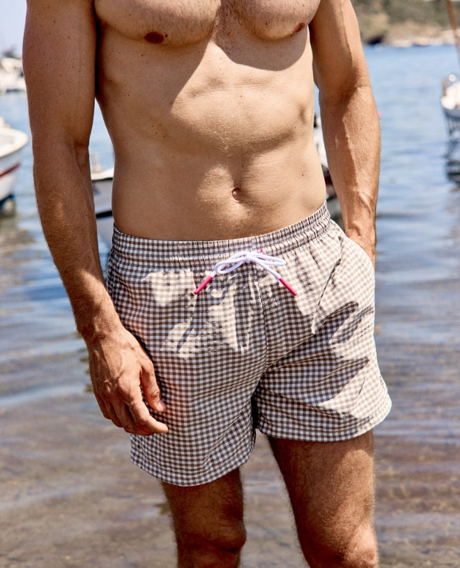 William swim shorts for men in vichy terre by Canopea