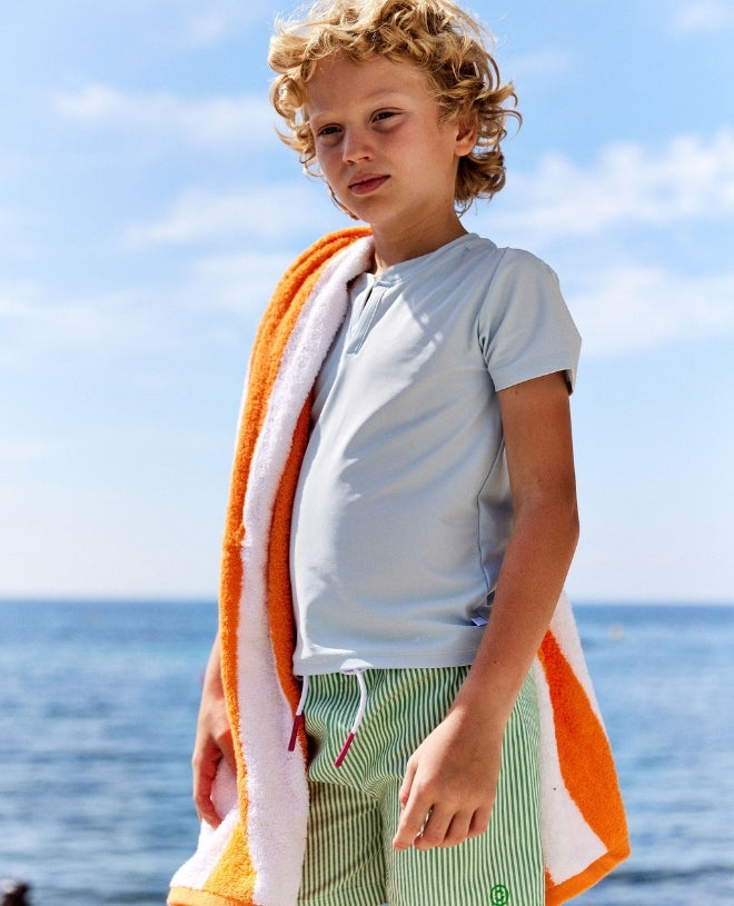 Short de bain anti-UV pour garçon Comporta en grass stripe de CANOPEA