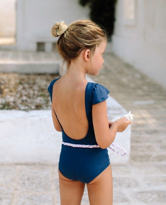 Maillot de bain anti-UV pour fille Joan en bleu Blueberry