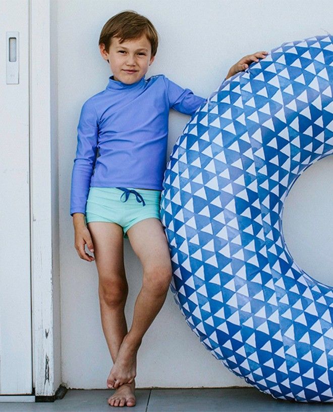 Sun protective swimsuit for boys in Aqua green by Canopea