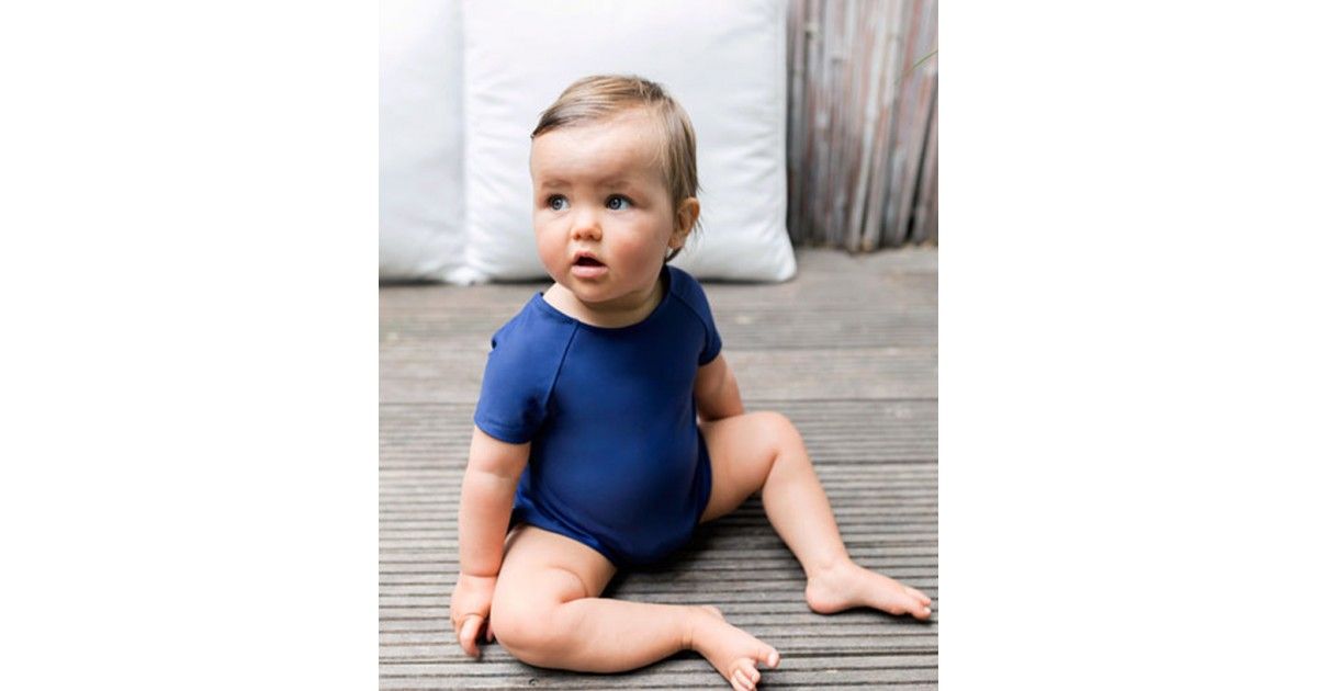 short sleeve baby sun protective swimsuit in Blueberry blue by Canopea
