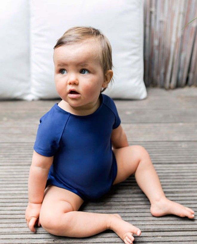 Maillot de bain anti-UV bébé manches courtes couleur bleu Blueberry