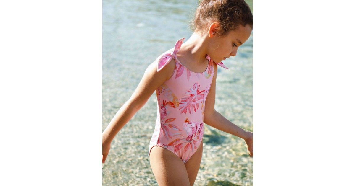 little girl pink swimsuit