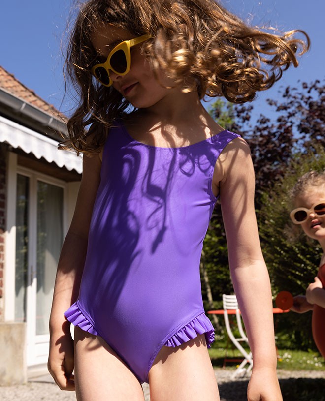 Sun protective girl swimwear in Violet by Canopea