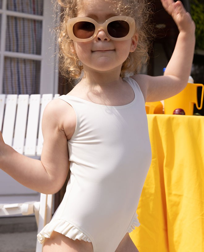 Sun protective girl swimwear in Vanilla by Canopea