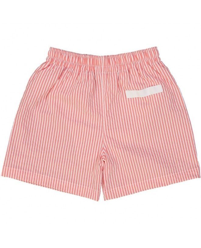 Pepper red seersucker swim shorts for men and dads