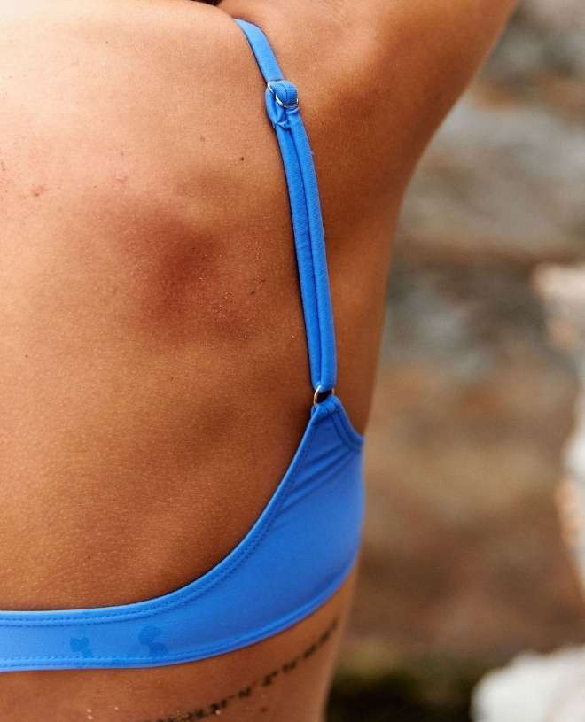 Sun protective UV bikini top for women and teenagers in indigo