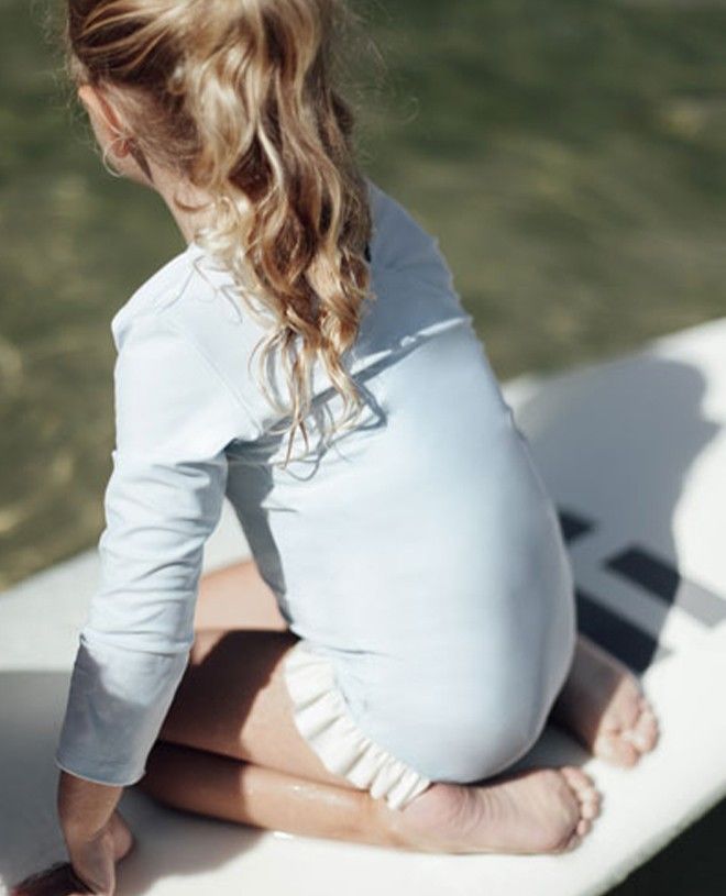 Sun protective swimsuit for girls in Ash blue