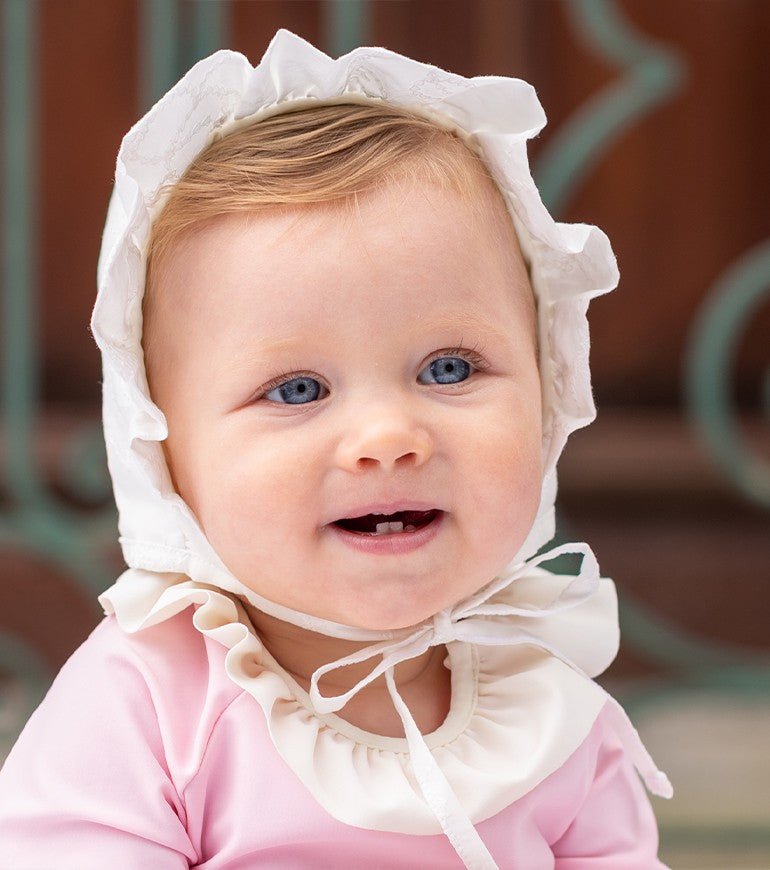 Sun protective hat for baby girl in Liberty bloom by Canopea