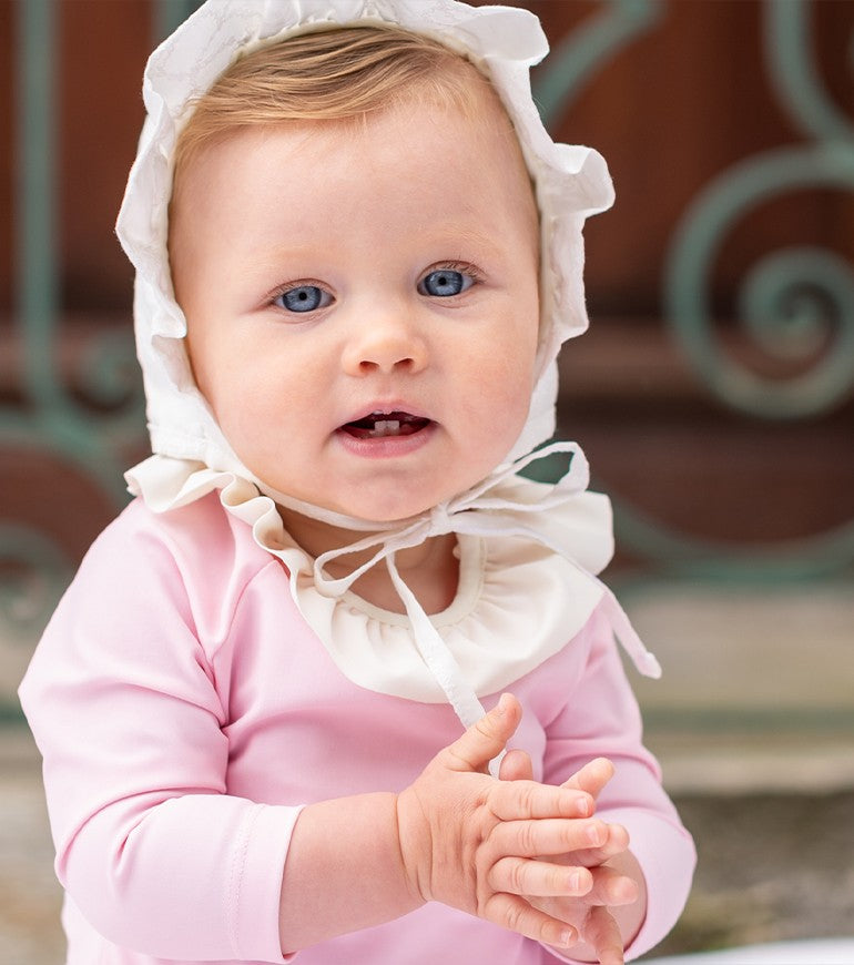 Sun protective hat for baby girl in Liberty bloom by Canopea