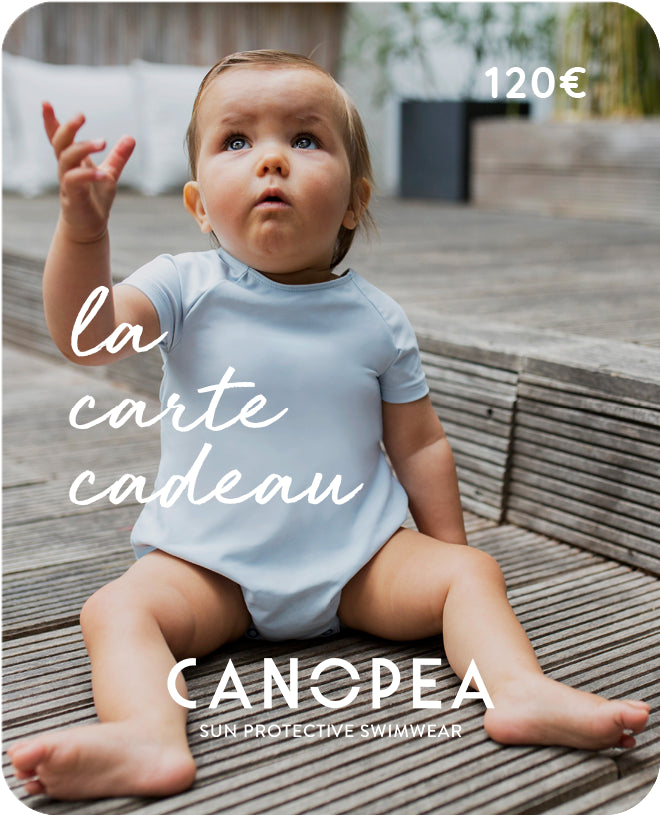 Carte cadeau pour offrir un maillot de bain anti-UV bébé de CANOPEA 