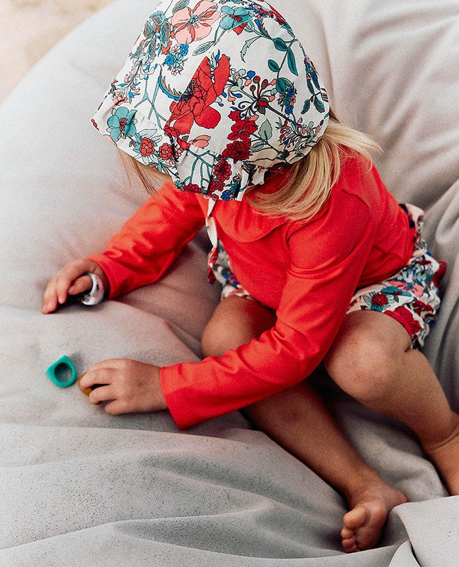 Haut t-shirt avec manche longues anti-UV Valentine pour fille et bébé en Clémentine de CANOPEA
