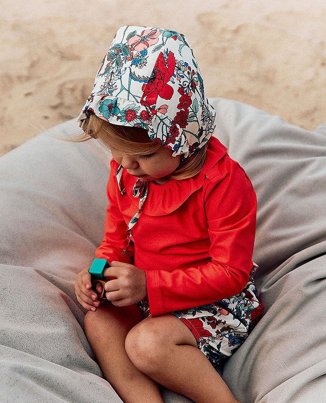 Haut t-shirt avec manche longues anti-UV Valentine pour fille et bébé en Clémentine de CANOPEA