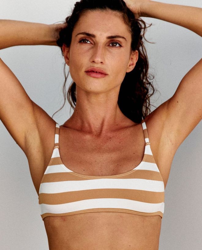 Haut de maillot de bain anti-UV pour femme Gigi en Sand stripe de CANOPEA