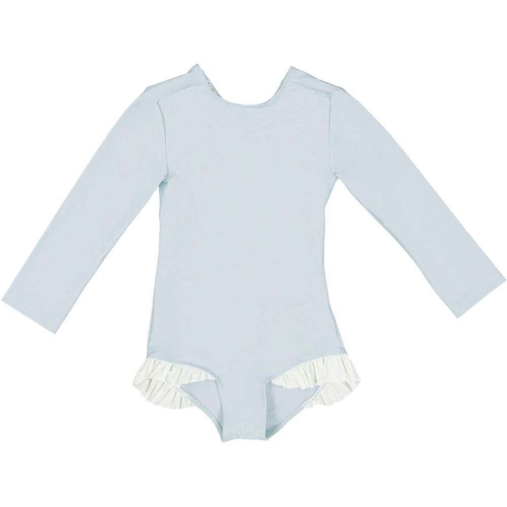 Long sleeve UV sun protective swimsuit for girls in Ash blue