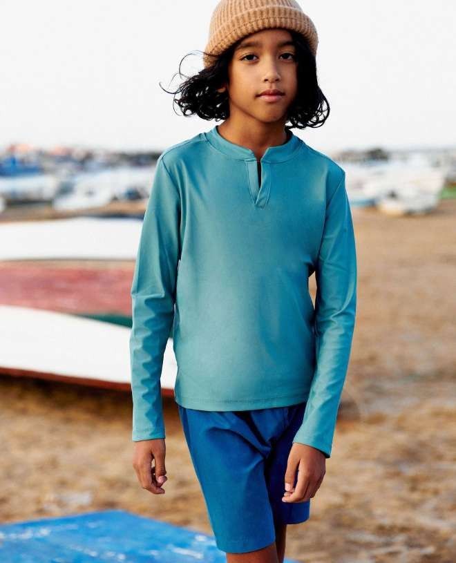 Haut t-shirt anti-UV pour enfant, garçon et bébé Oscar en Teal de CANOPEA