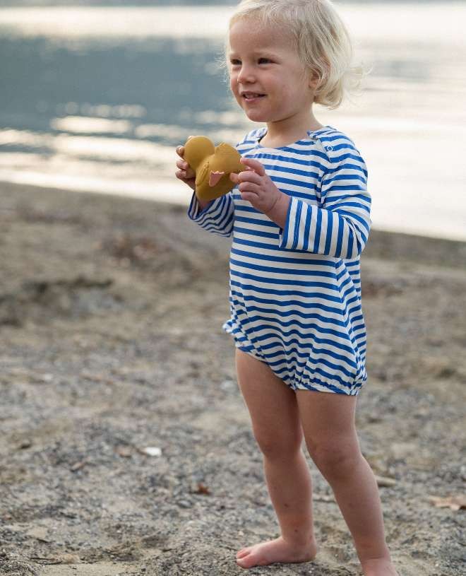 Sun protective swimsuit PEYO for baby in Cobalt Stripe by Canopea