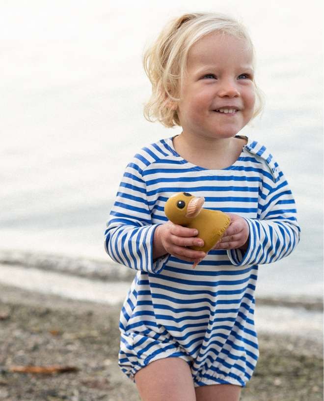 Sun protective swimsuit PEYO for baby in Cobalt Stripe by Canopea