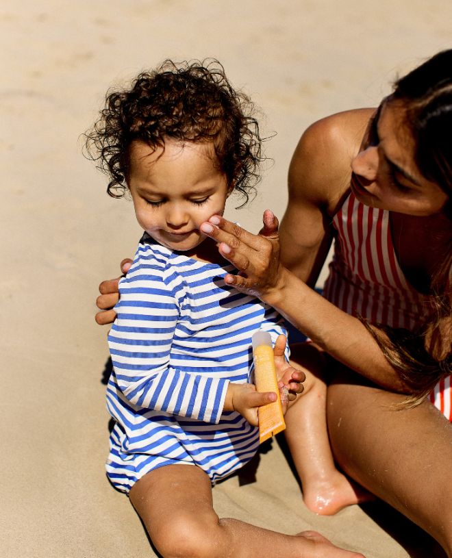 Maillot de bain anti-UV à manches longues pour bébé Peyo en Cobalt Stripe de CANOPEA