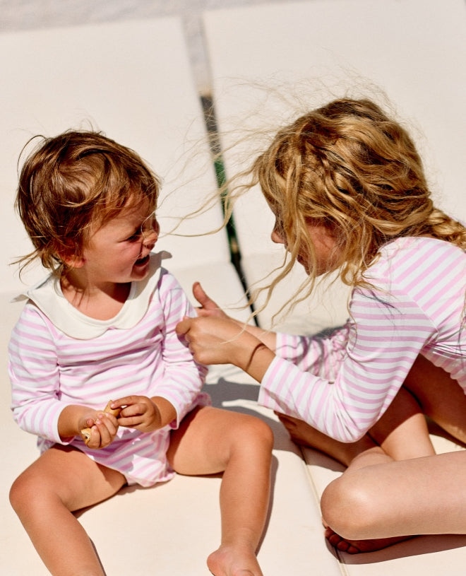 Maillot de bain anti-UV à manches longues pour bébé Babette en Stripe Dragee de CANOPEA